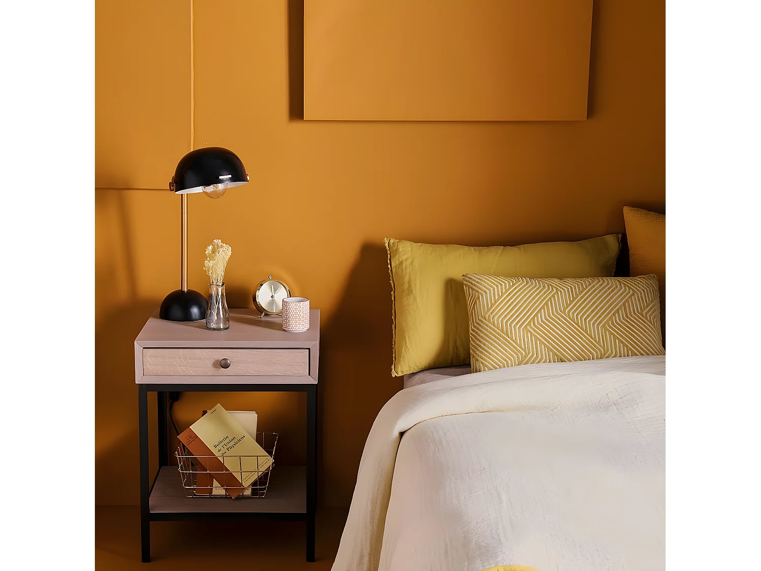 Tavolino da notte in quercia e metallo - Gilles