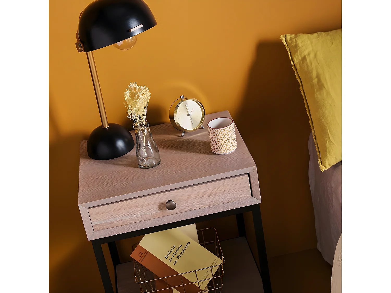 Tavolino da notte in quercia e metallo - Gilles