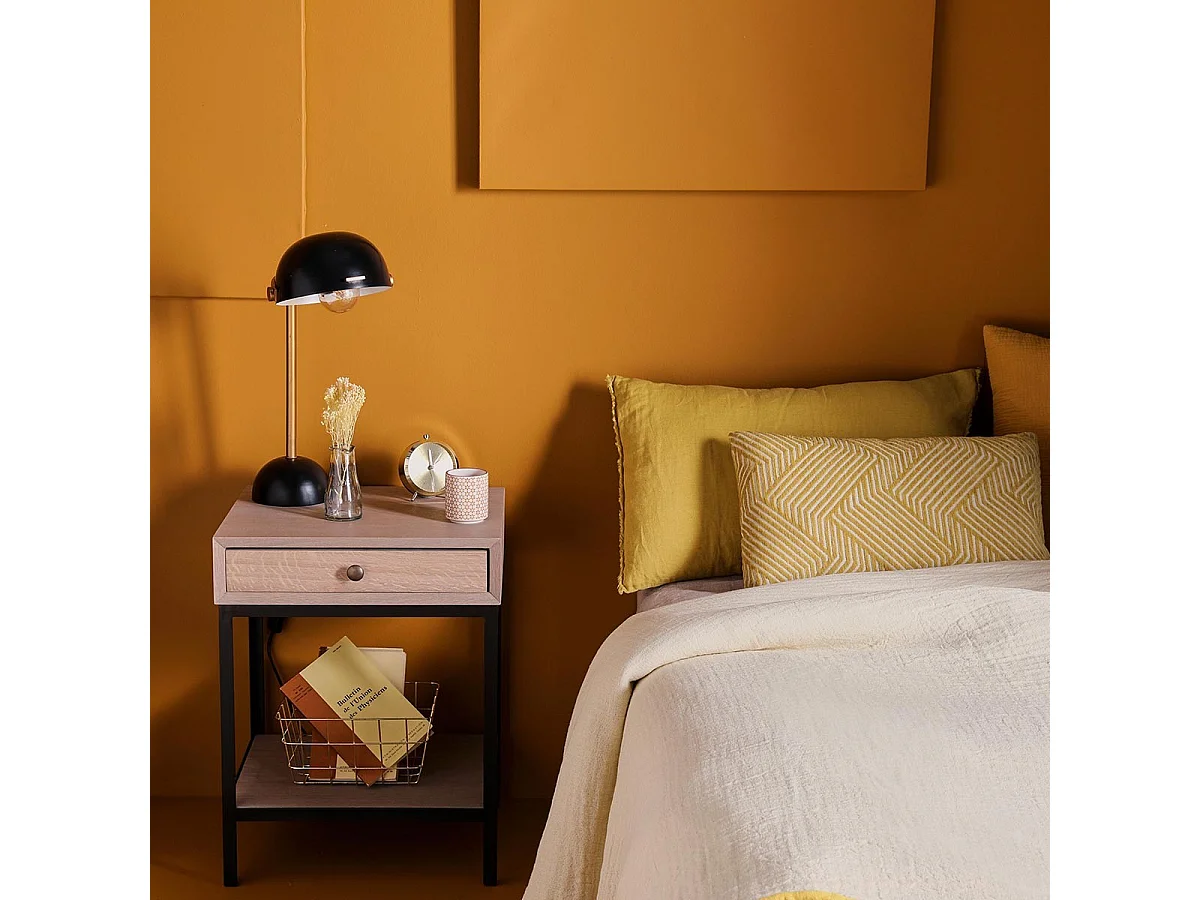 Oak and metal bedside table - Gilles