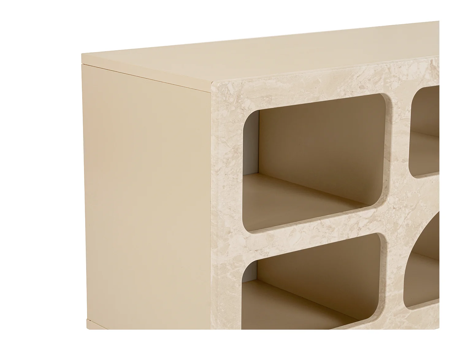 Mueble TV con 7 estantes - Efecto mármol beige - LUELA