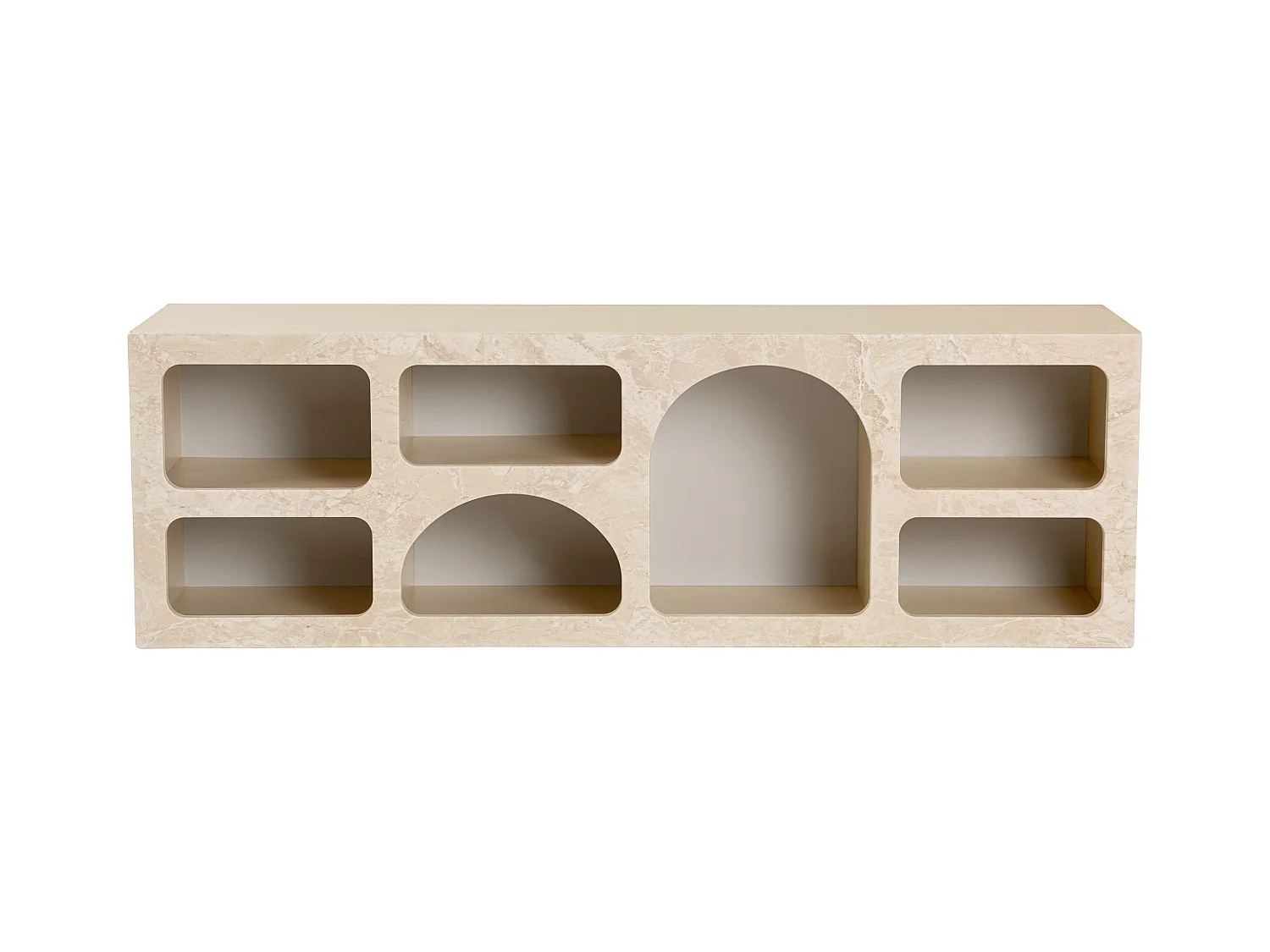 Tv-meubel met 7 nissen - Beige marmereffect - LUELA