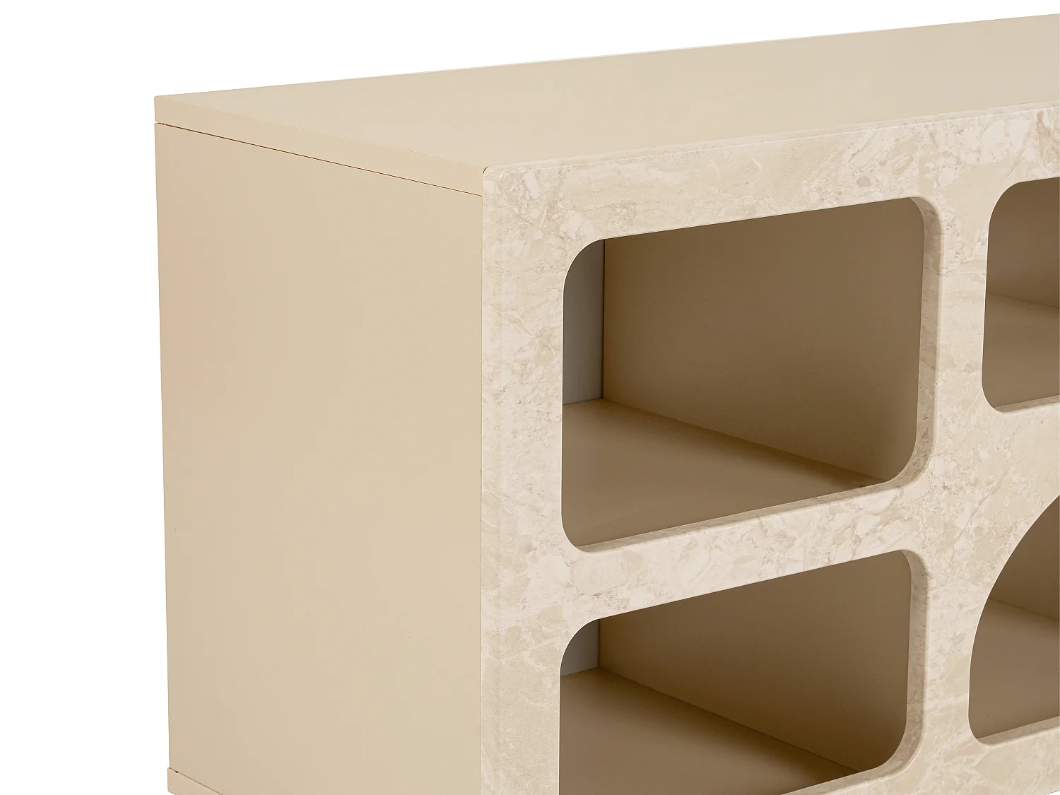 Tv-meubel met 7 nissen - Beige marmereffect - LUELA