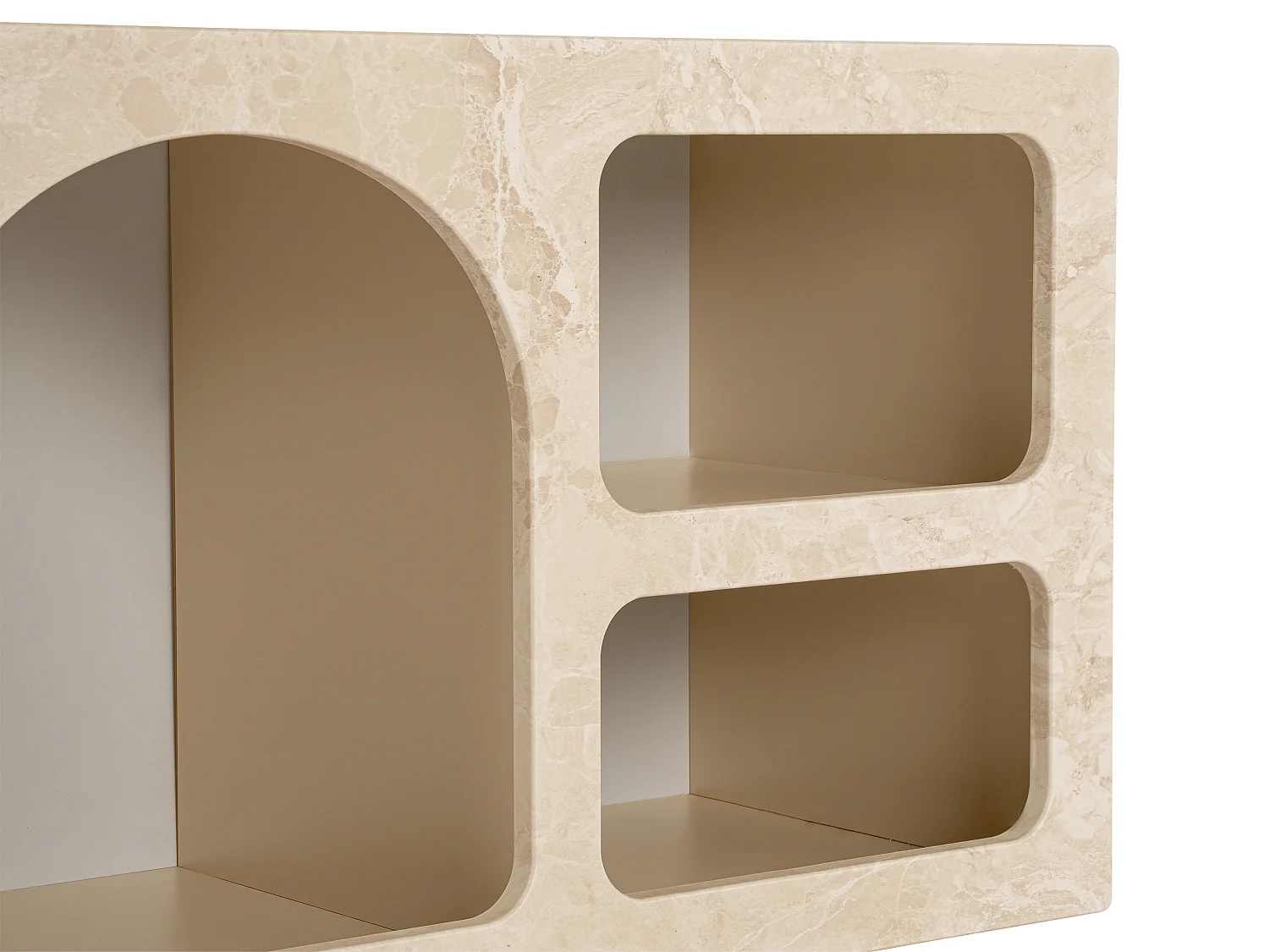 Tv-meubel met 7 nissen - Beige marmereffect - LUELA
