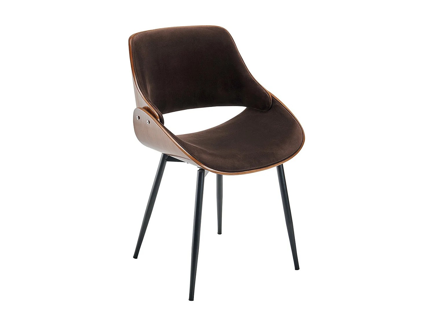 Chaise finition noyer avec assise en velours - Mannix