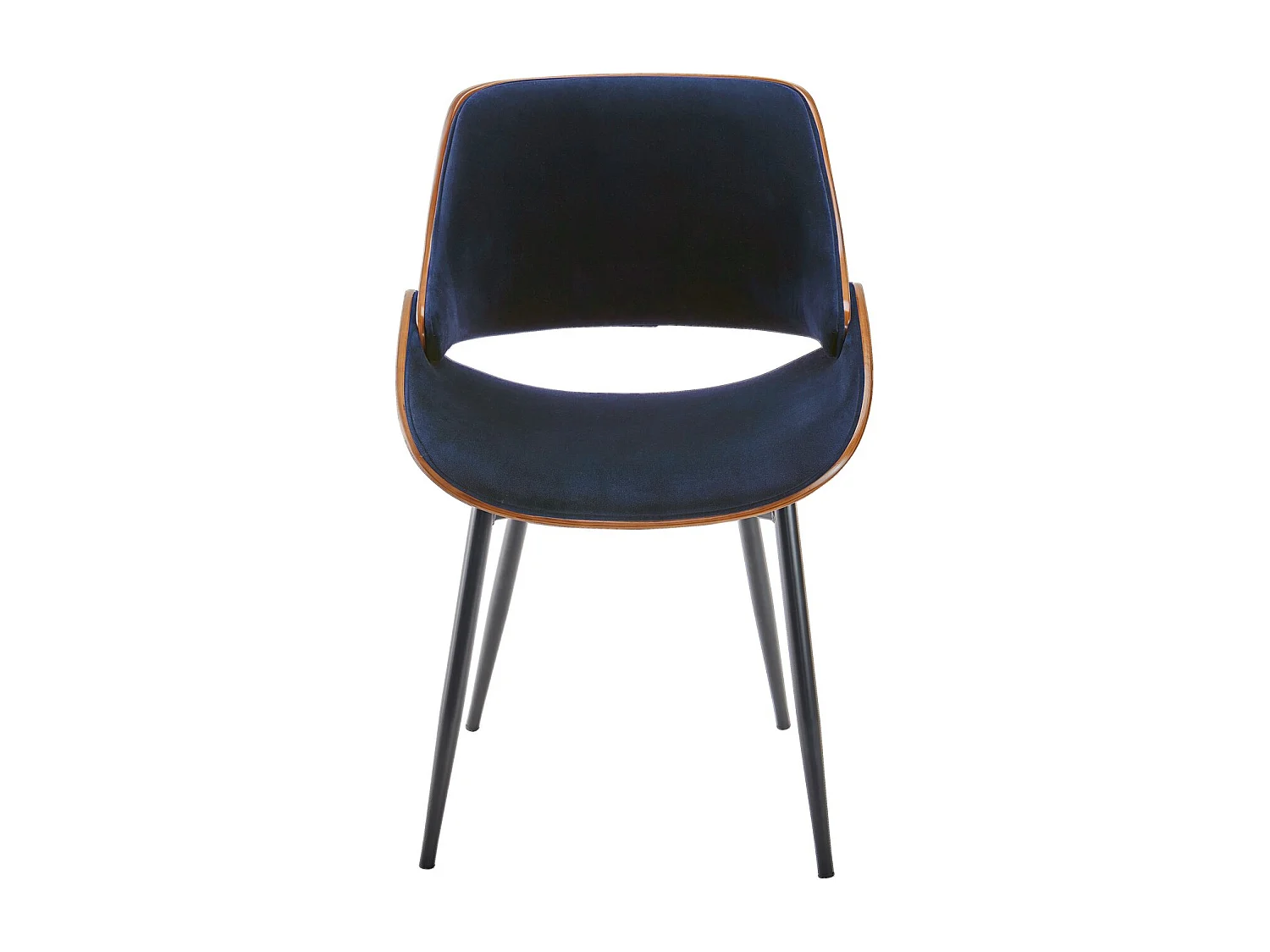 Stuhl in Nussbaumoptik mit Sitzfläche aus Velours - Mannix