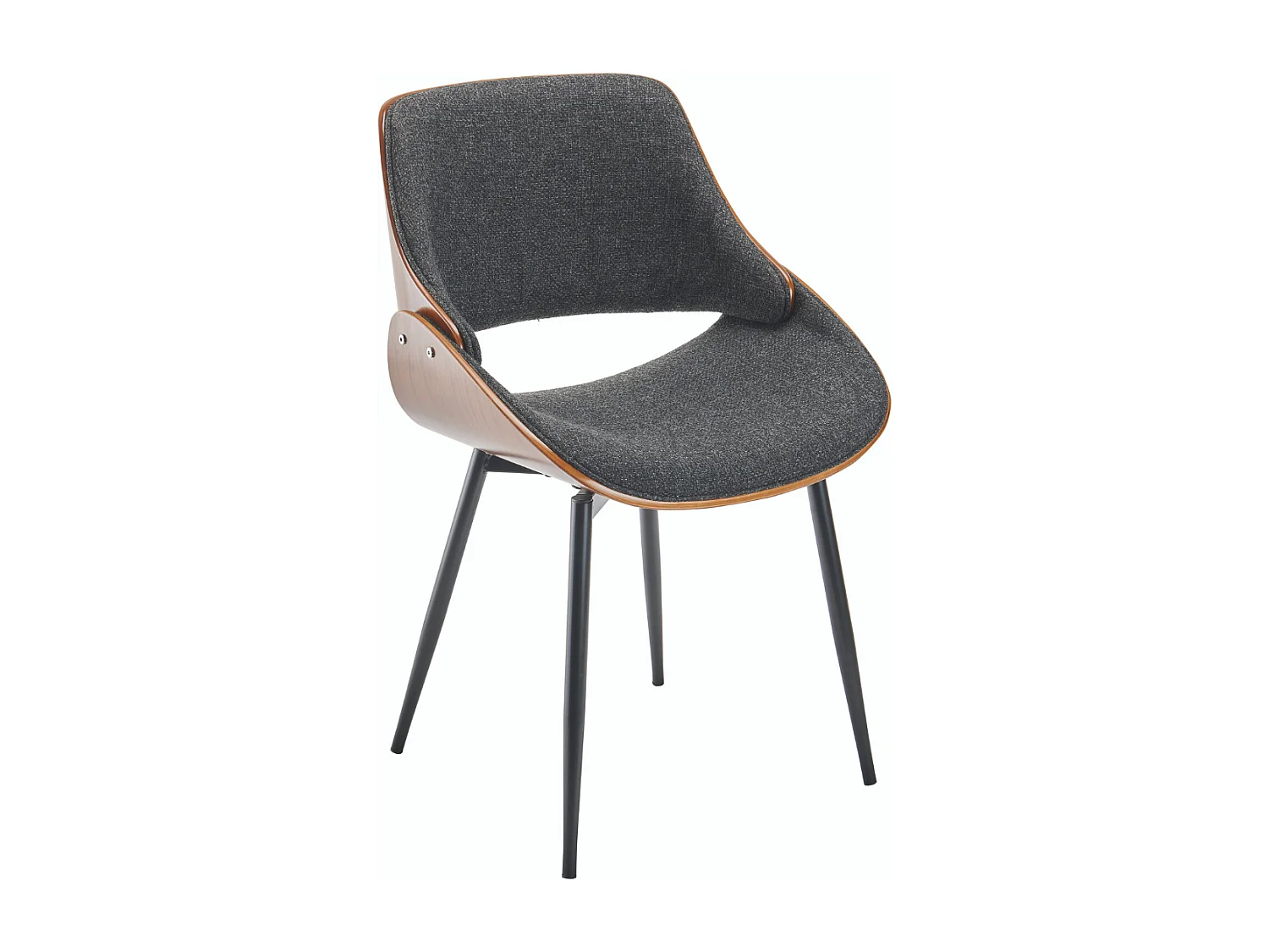 Sedia Finitura Noce con Seduta in Tessuto Grigio - Mannix