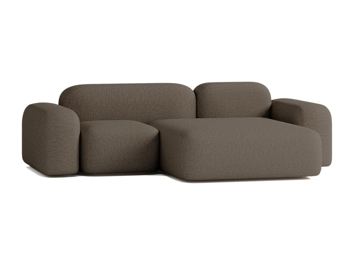 Canapé d'angle modulable Max 3 places tissu marron