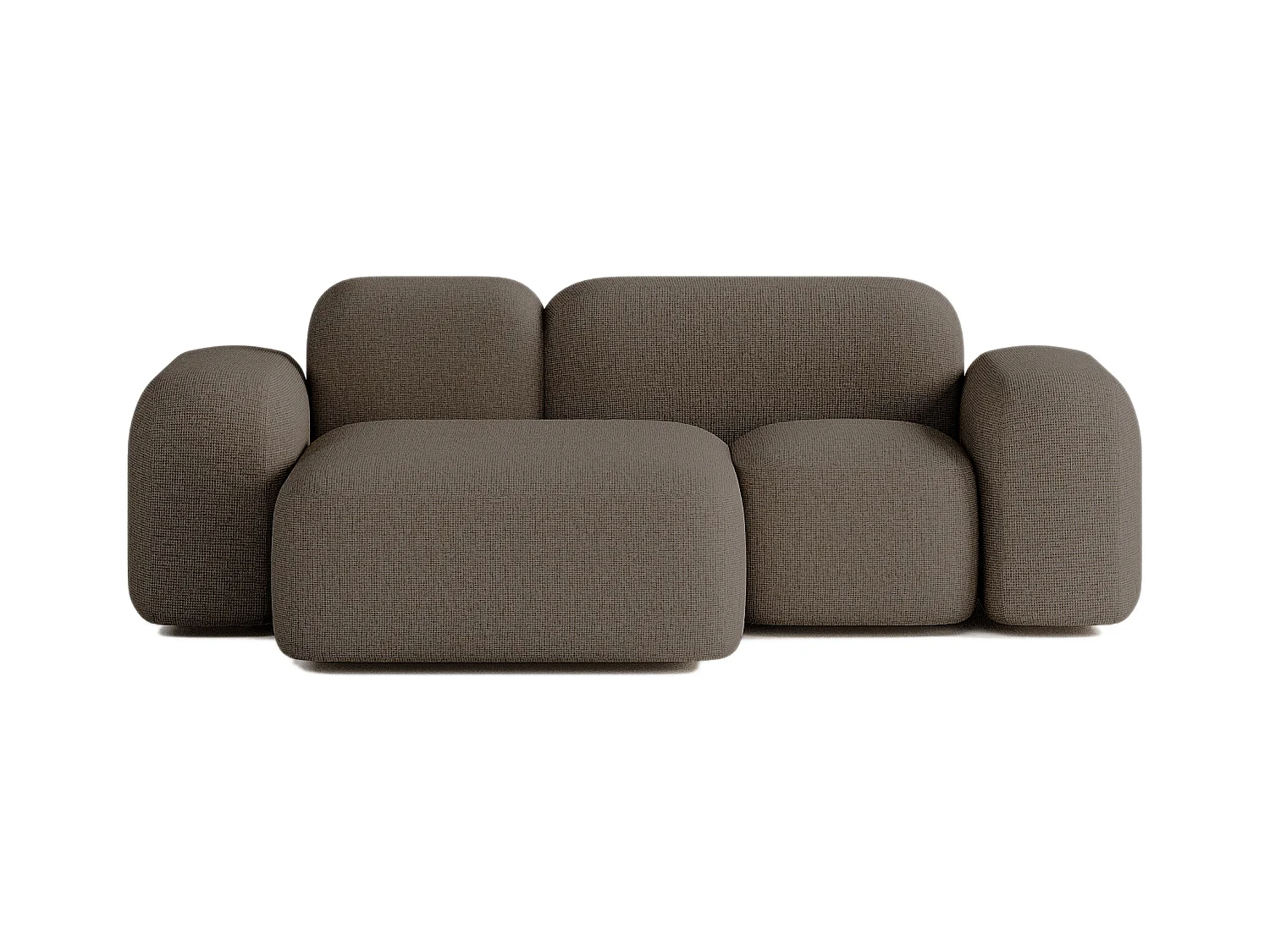 Canapé d'angle modulable Max 2 places tissu marron