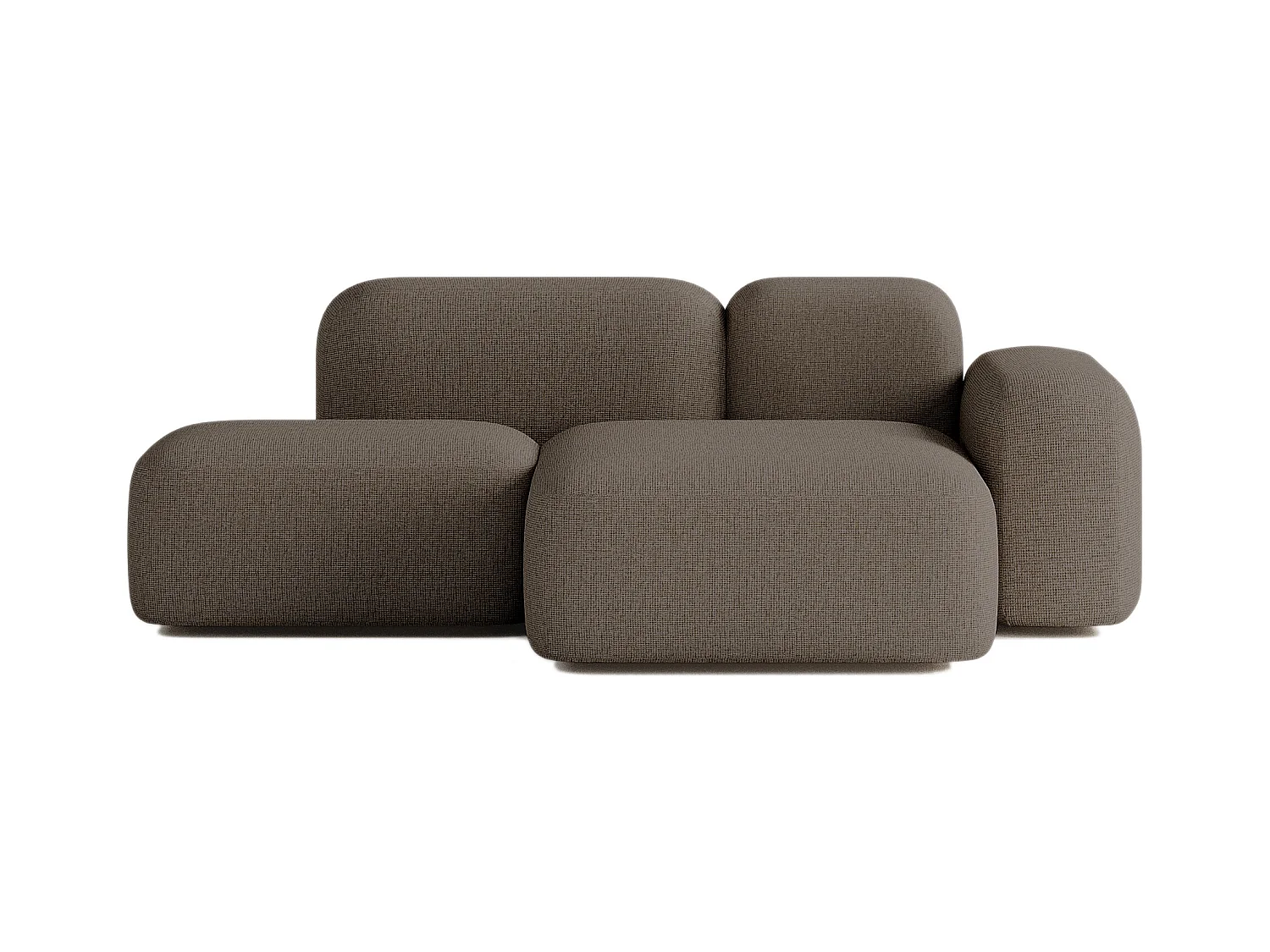 Canapé d'angle modulable Max 2 places tissu marron