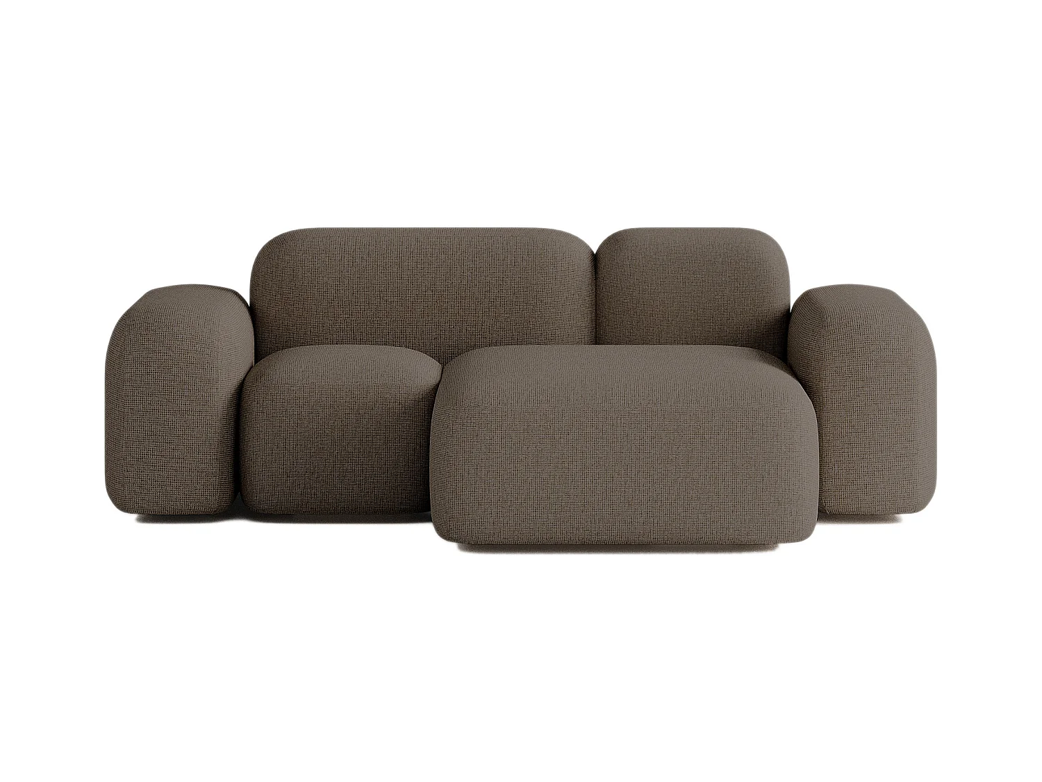 Canapé d'angle modulable Max 2 places tissu marron
