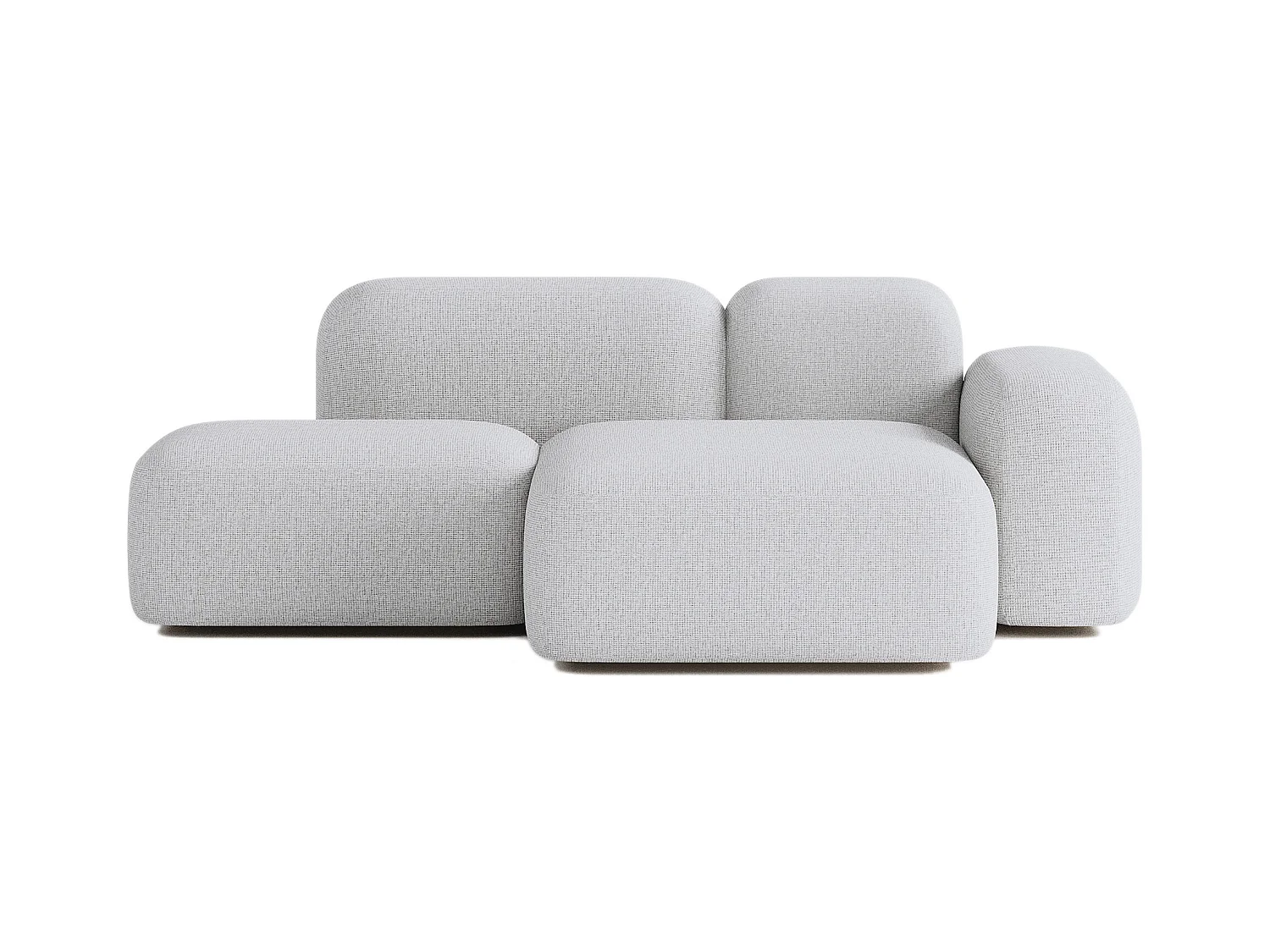 Canapé d'angle modulable Max 2 places tissu gris clair