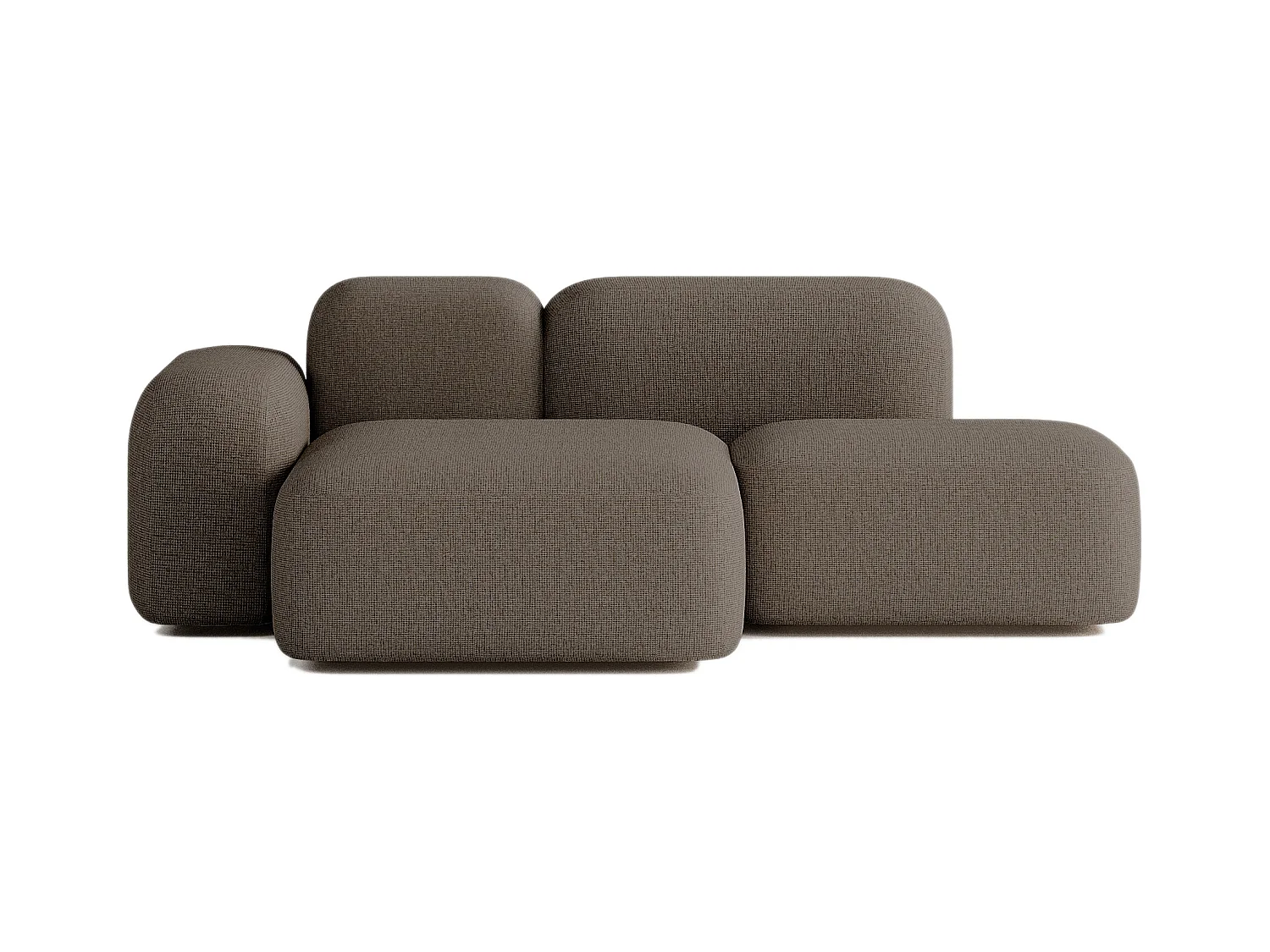 Canapé d'angle modulable Max 2 places tissu marron