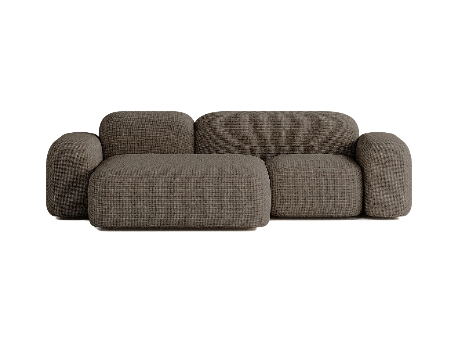 Canapé d'angle modulable Max 3 places tissu marron