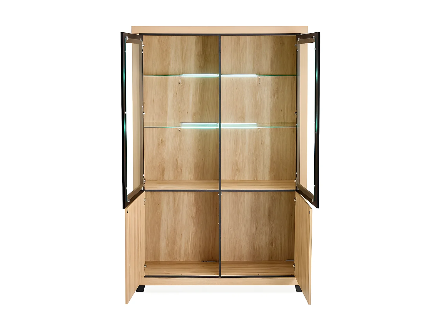 Vitrine 2 + 2 portes chêne wellington et noir Nice