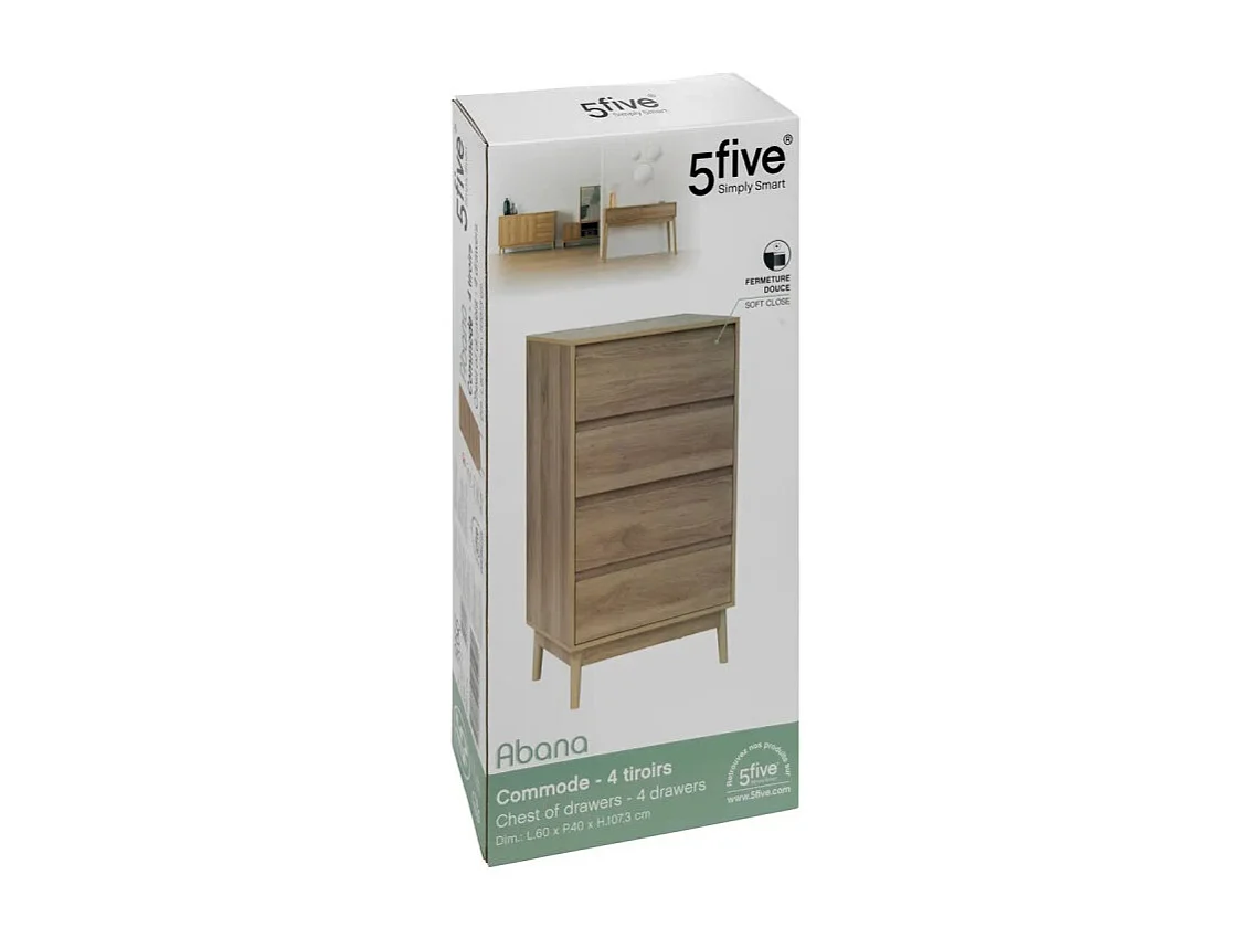 Commode Design 4 Tiroirs "Abana" 107cm Naturel