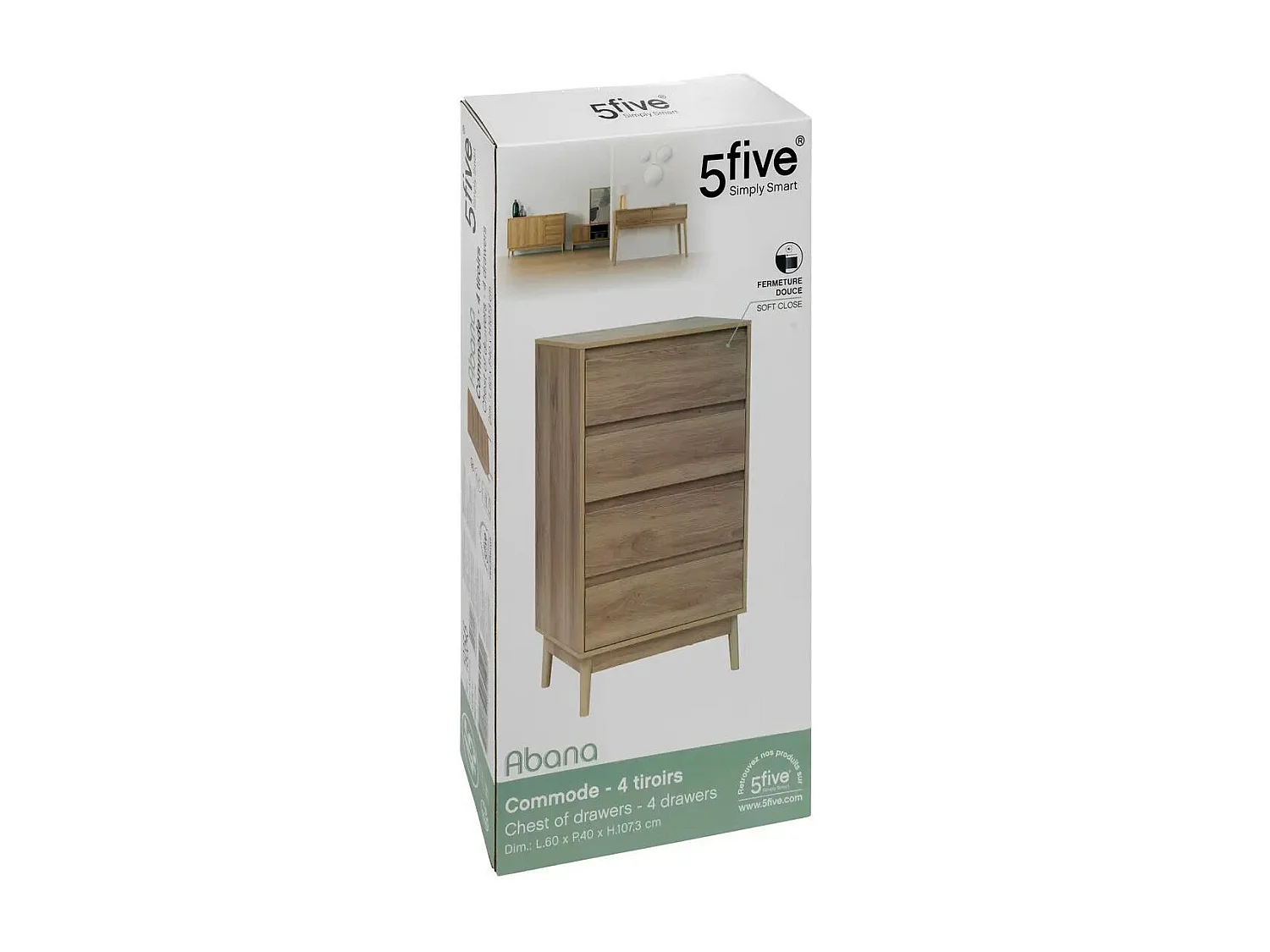 Commode Design 4 Tiroirs "Abana" 107cm Naturel