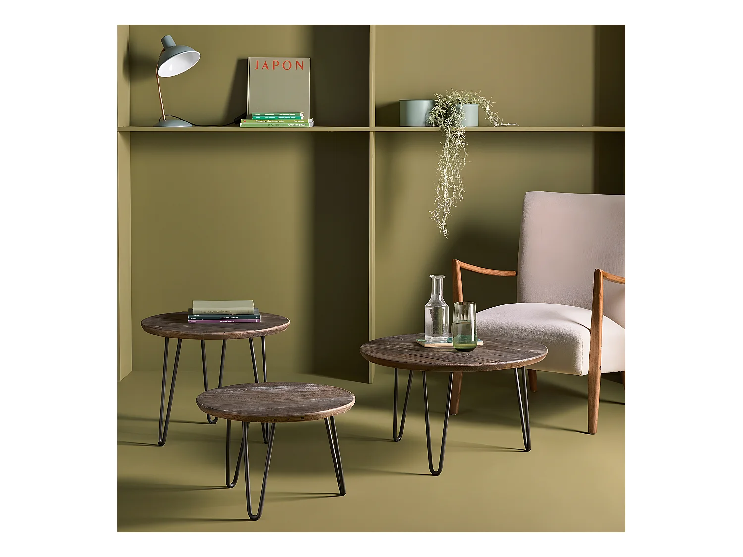 Massief grenen nesttafels COLETTE - Set van 3