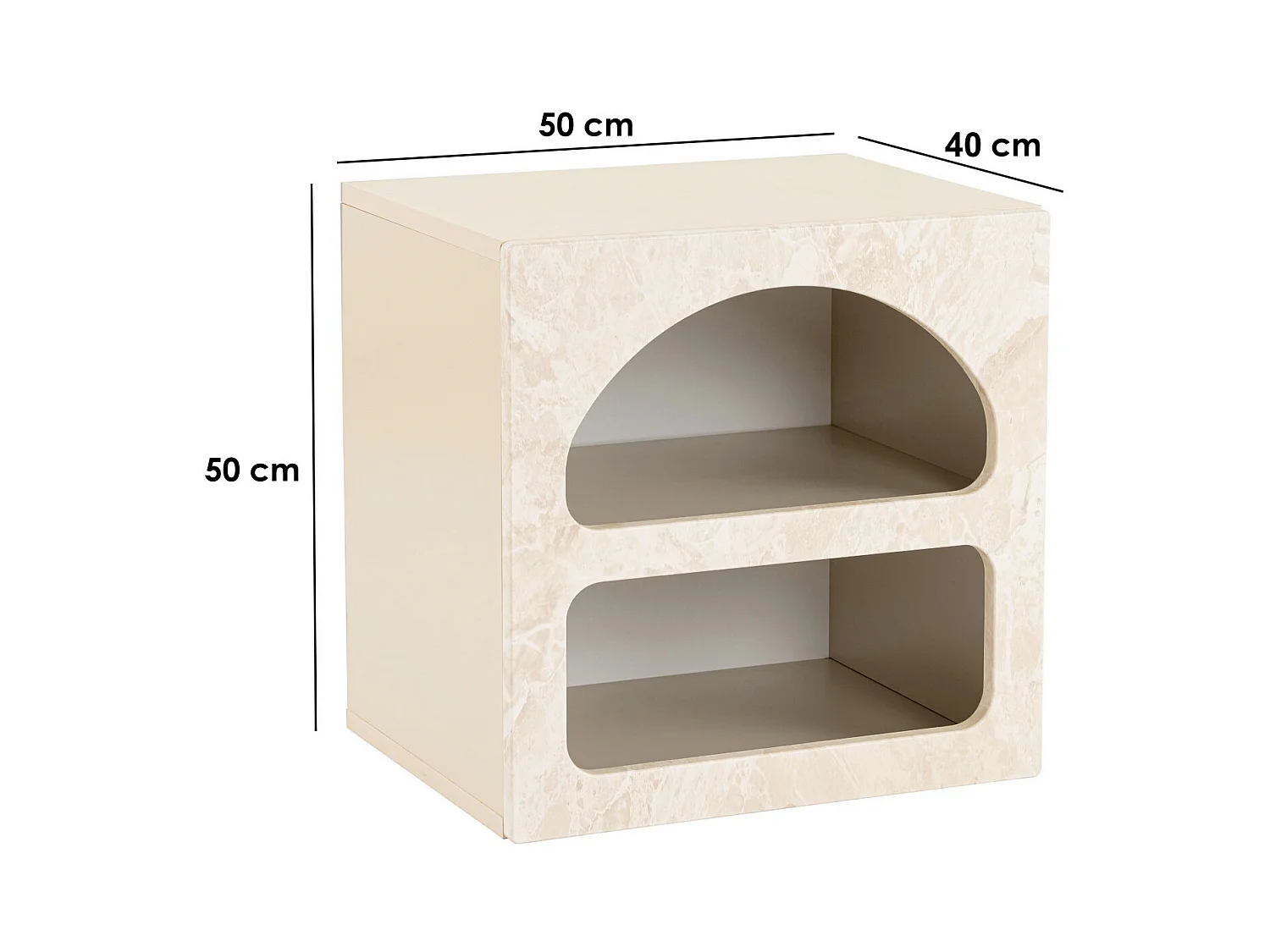 Nachttisch mit Stauraum - Marmor-Optik Beige - LUELA