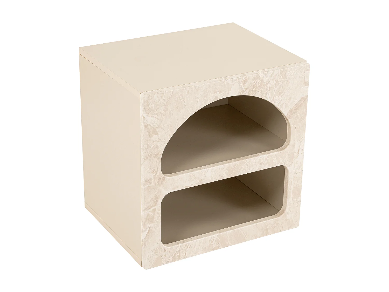 Table de chevet avec rangements - Beige effet marbre - LUELA