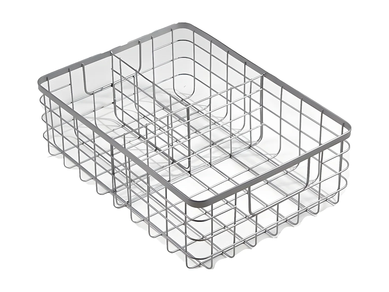 Cesta metálica gris de 3 compartimentos