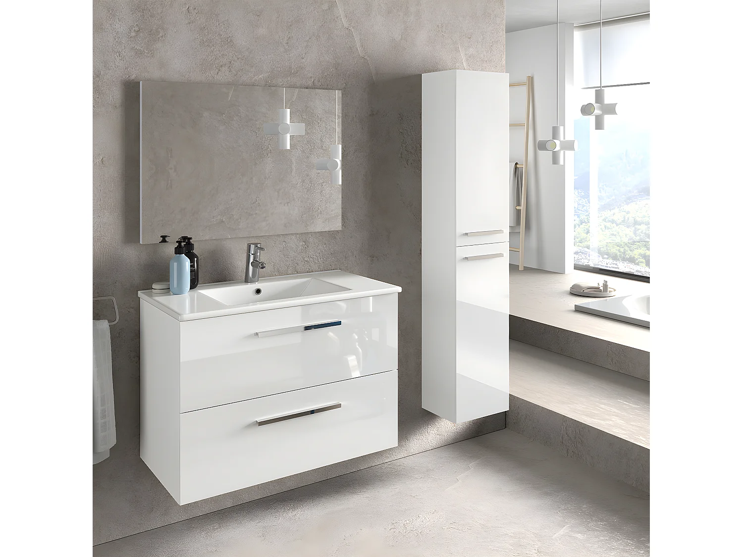 Colonne suspendue 2 portes H140 cm