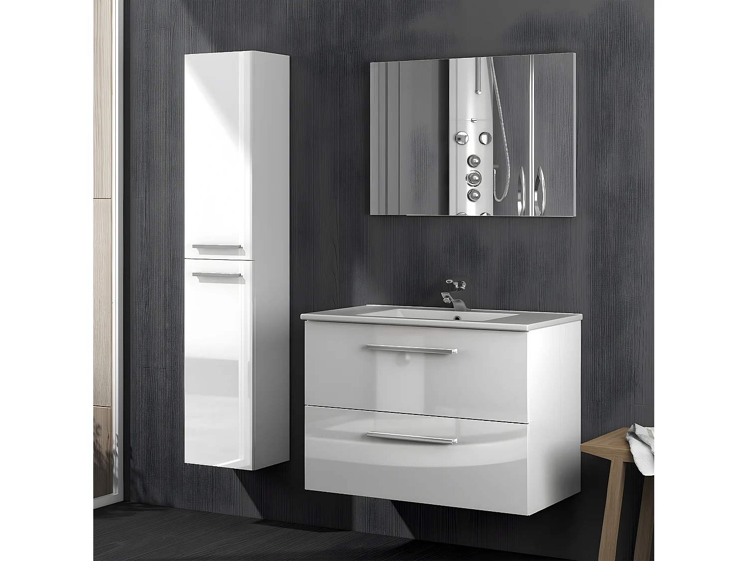 Colonne suspendue 2 portes H140 cm