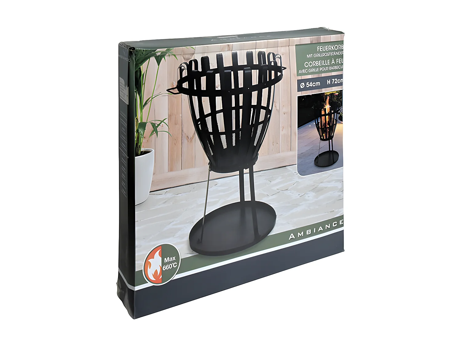 Brasero corbeille métal D54 noir Ambiance