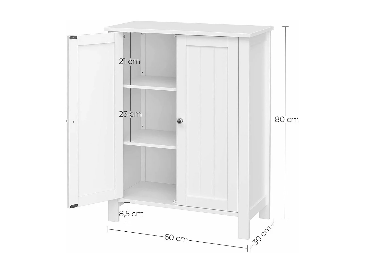 Meuble de rangement salle de bain avec 2 portes - L60 cm