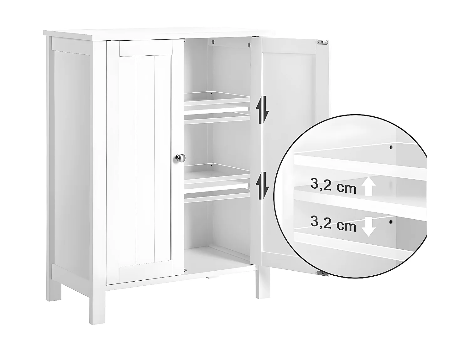 Meuble de rangement salle de bain avec 2 portes - L60 cm