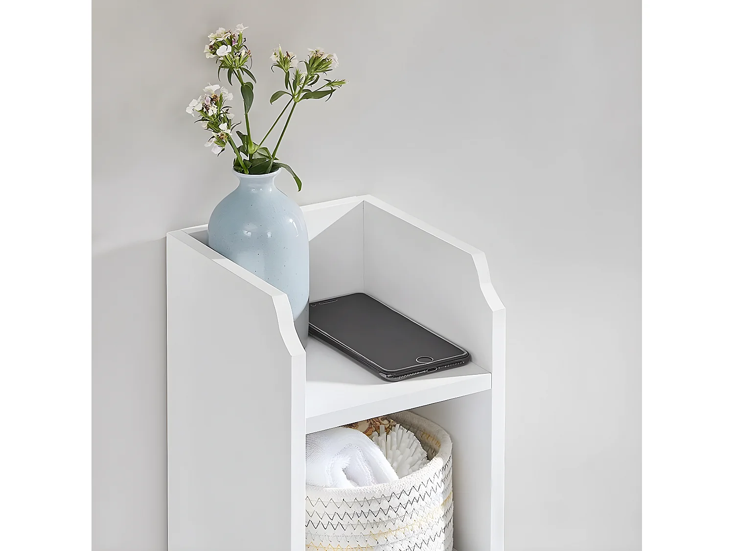 Petit meuble de rangement 1 niche, 1 porte, 1 étagère - H80 cm