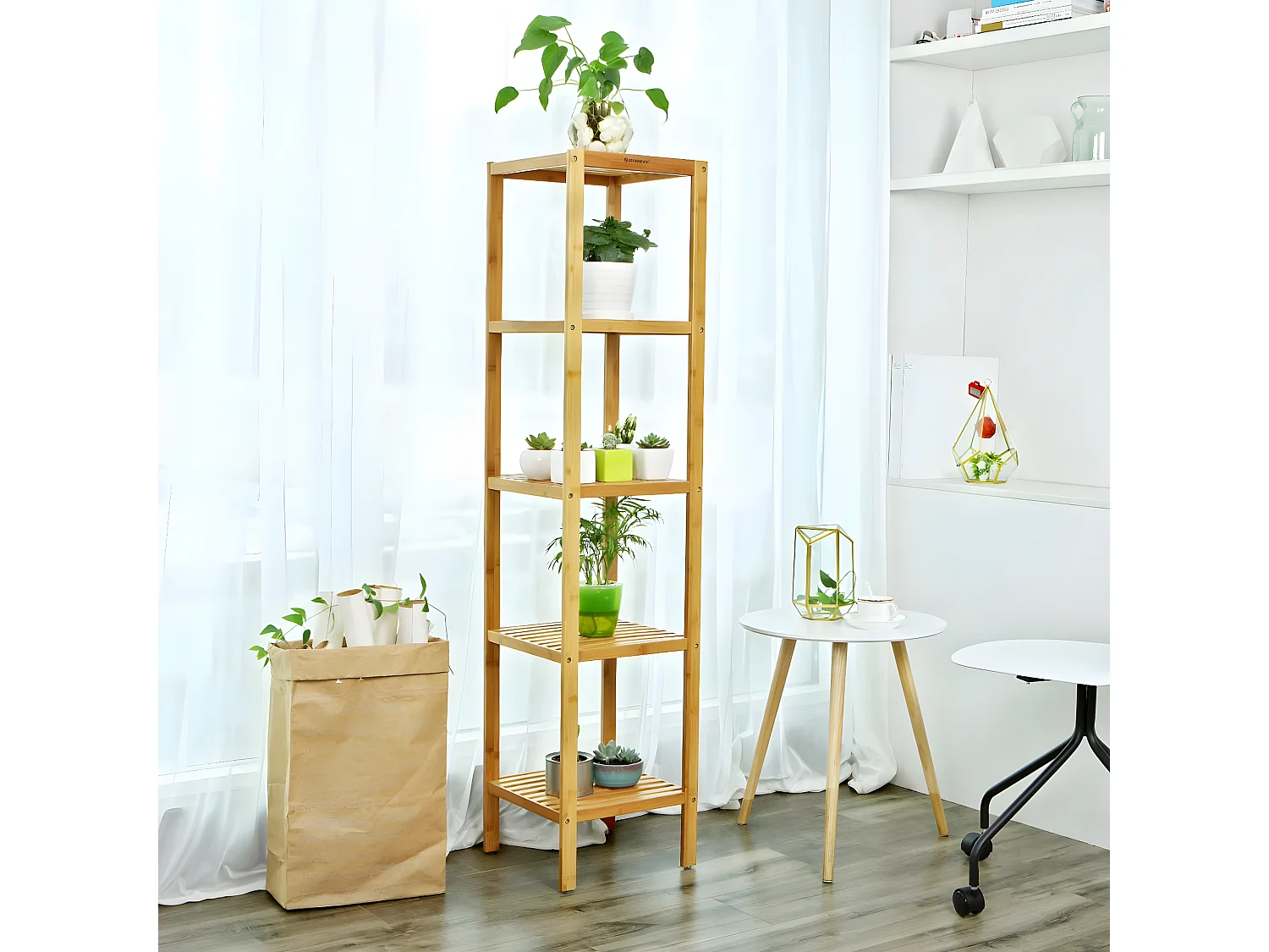 Badezimmerregal mit 5 Ablagen - H146 cm