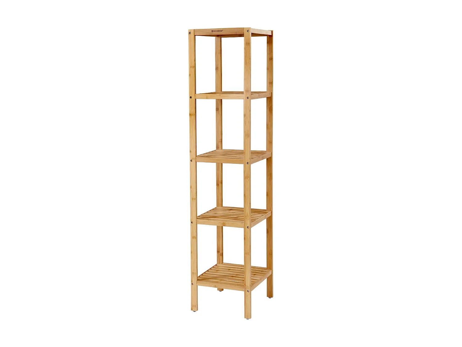 SONGMICS 5-Tier Bamboo Bathroom Shelf, Standing Kitchen Rack, 33 x 33 x 146 cm(L x W x H), for Narrow Spaces, Living Room, Bedroom, Hallway BCB55Y