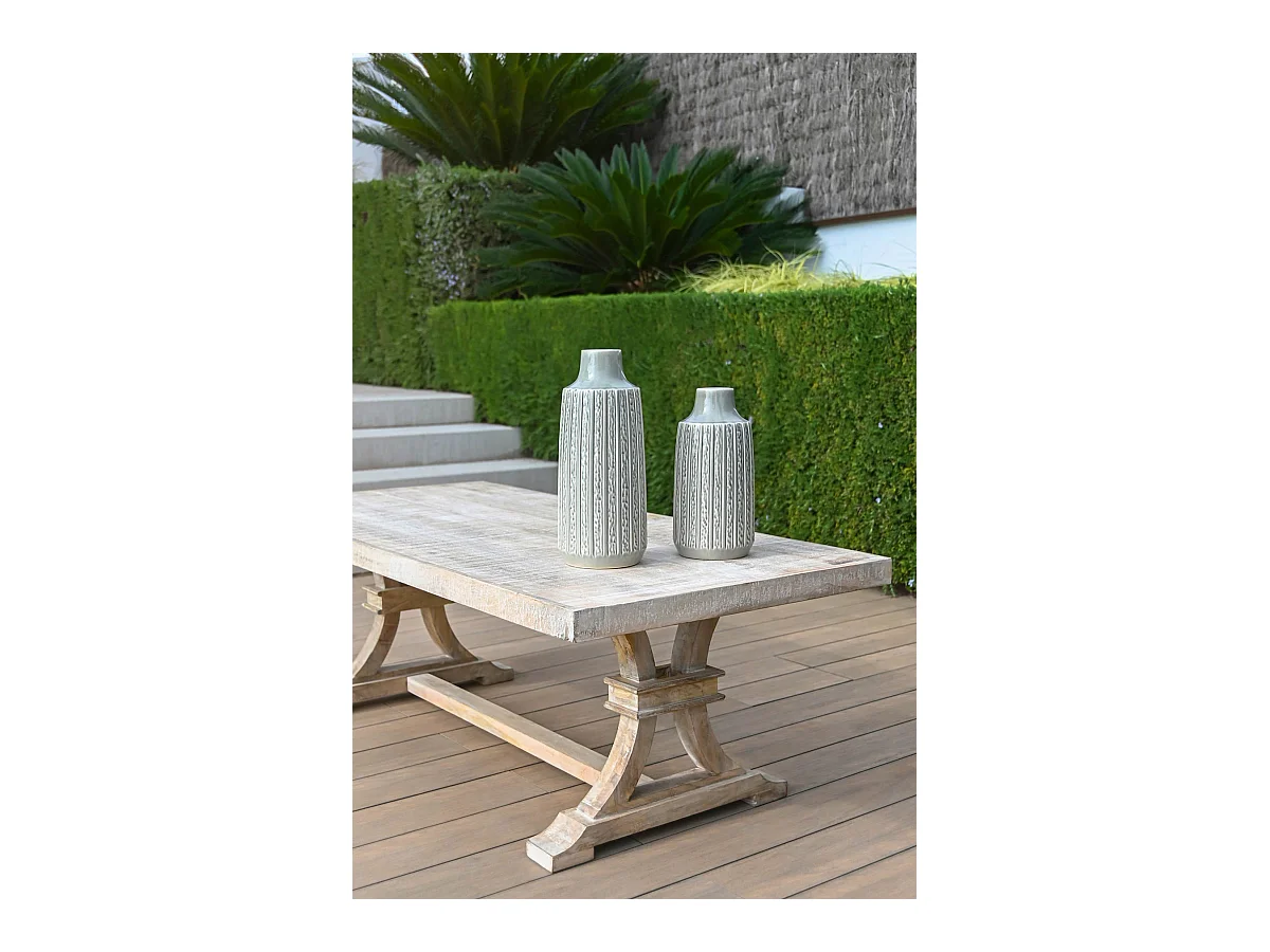 Table à manger, table de repas rectangulaire en bois de manguier coloris naturel - longueur 150 x profondeur 70 x Hauteur 50 cm