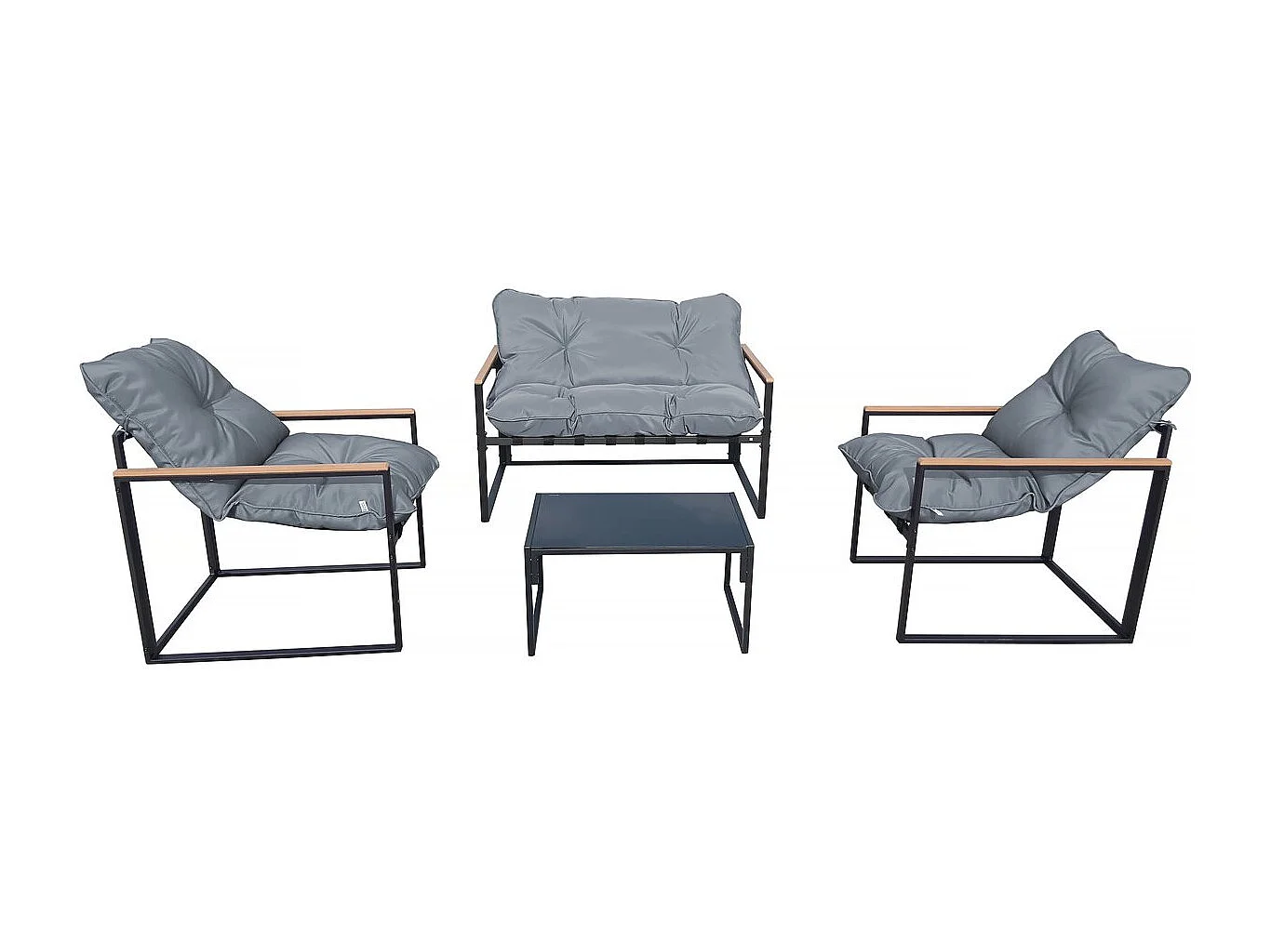 Gartenlounge "Jules" - 4 Personen - Grau/Schwarz