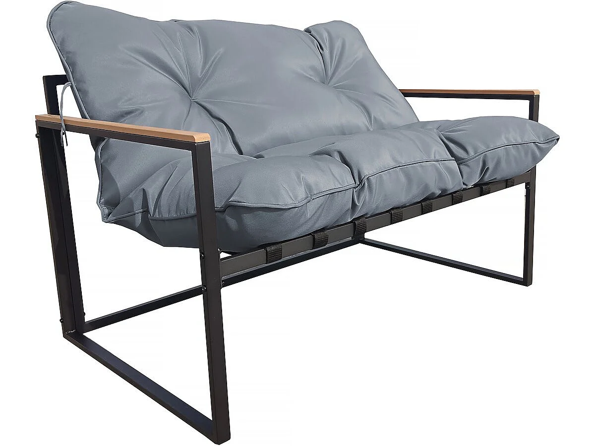 Tuinmeubelset "Jules" 4 plaatsen van grijs/zwart metaal voor optimaal comfort buiten