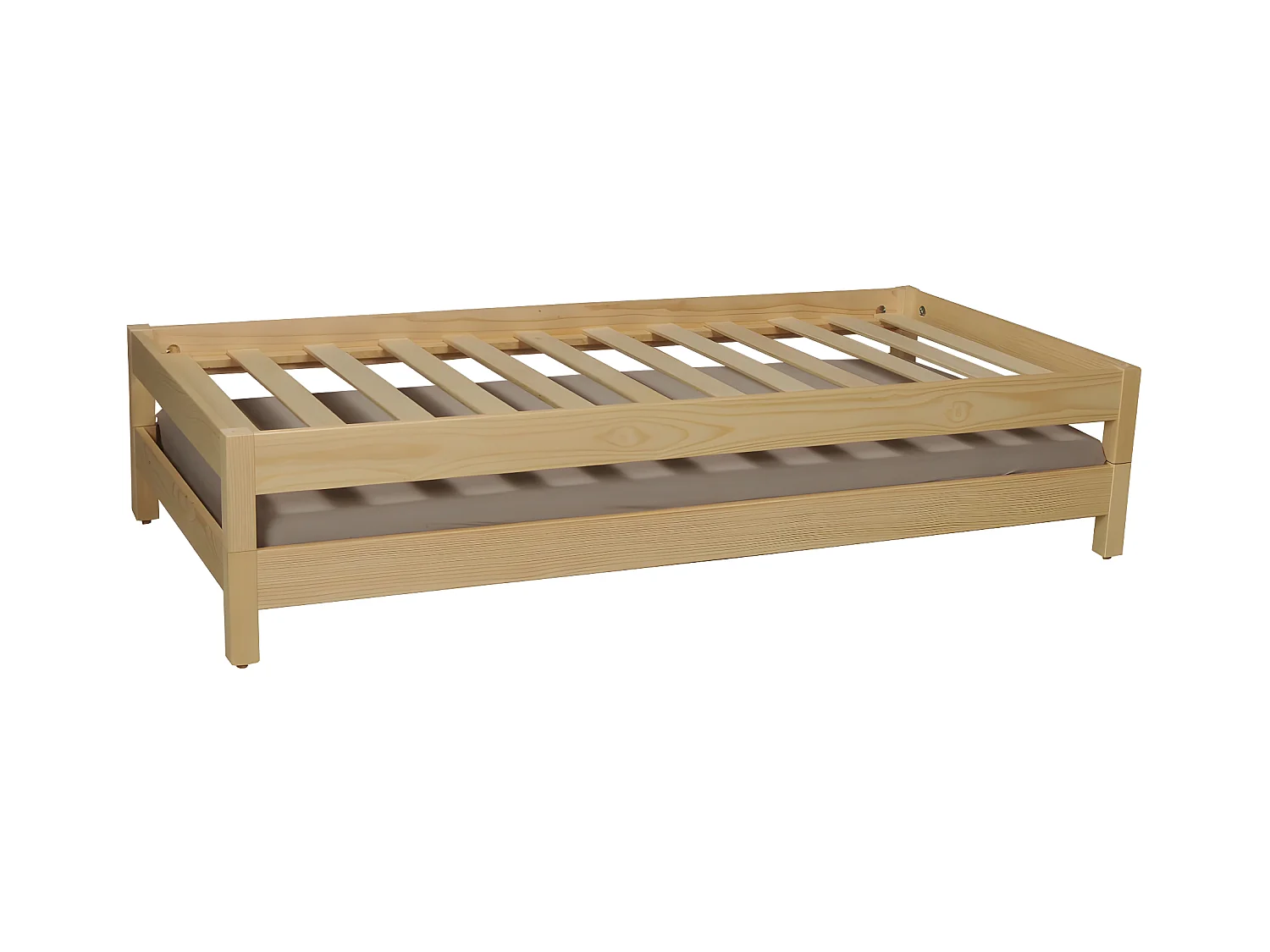 Lit empilable JONAS 80x200 (lot de deux lits)+ 2 sommiers / Naturel