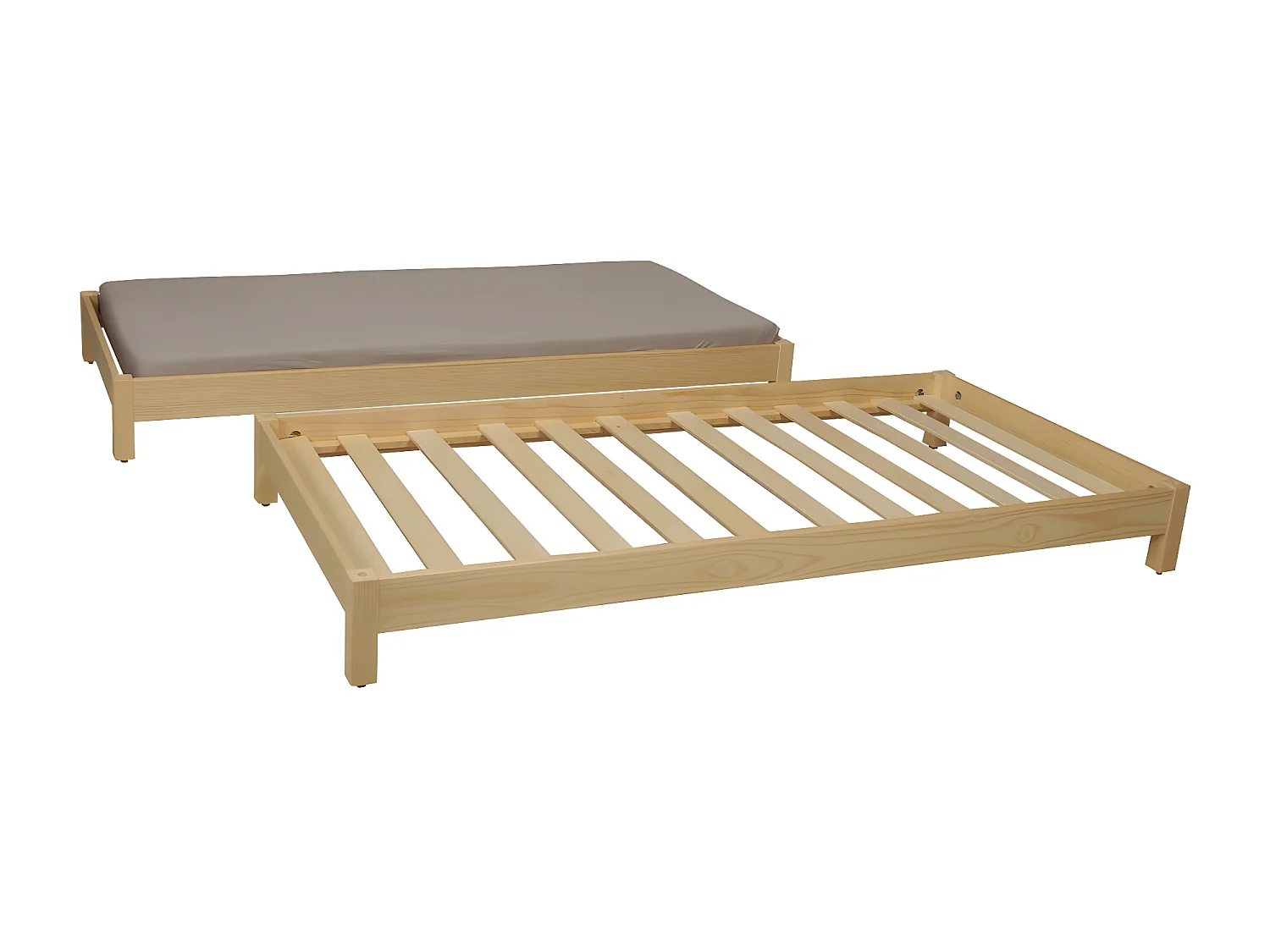 Lit empilable JONAS 80x200 (lot de deux lits)+ 2 sommiers / Naturel