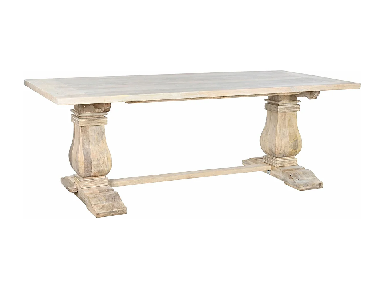 Table à manger, table de repas en bois de manguier coloris naturel - longueur 215 x profondeur 100 x Hauteur 76 cm