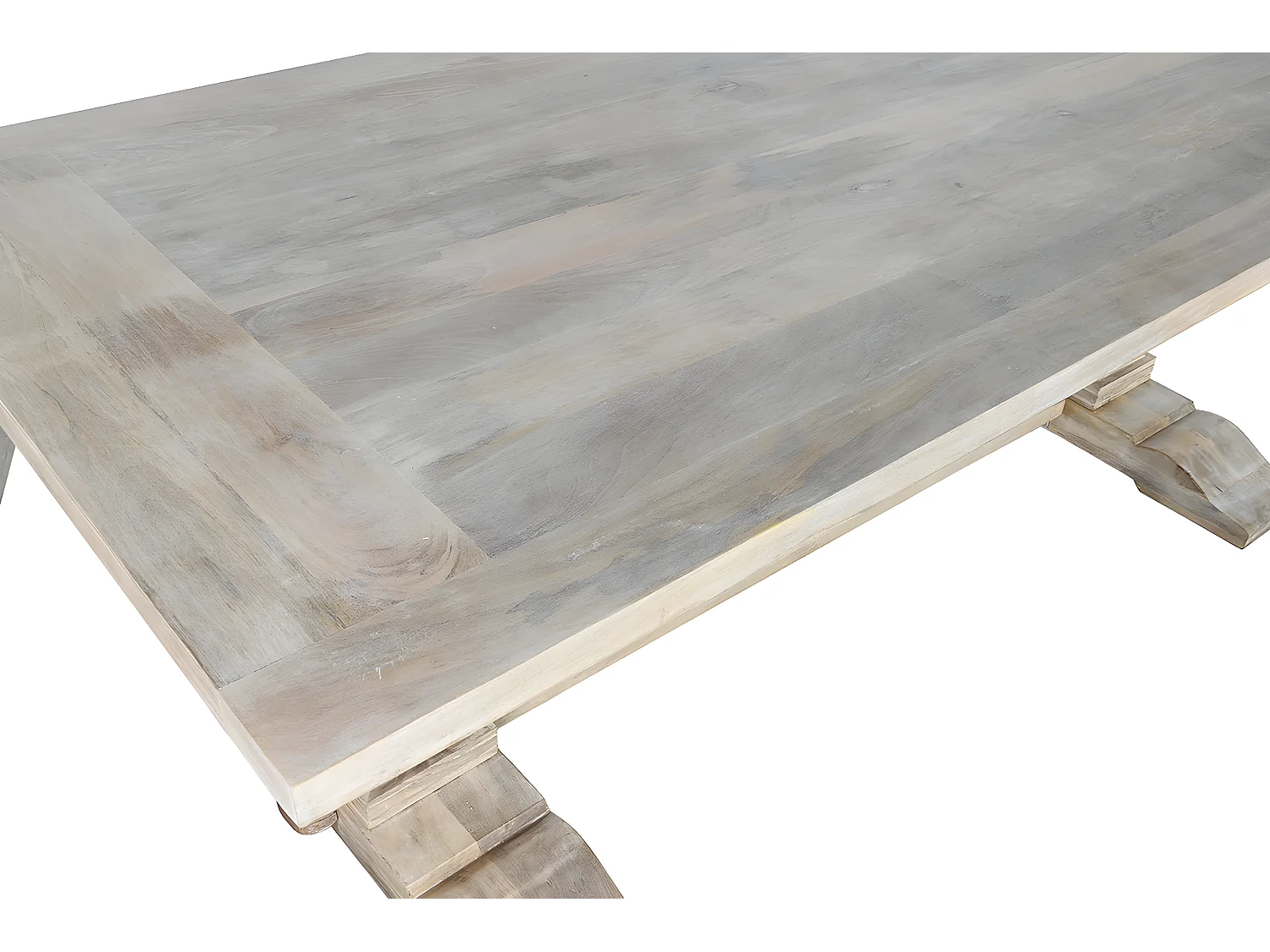 Table à manger, table de repas en bois de manguier coloris naturel - longueur 215 x profondeur 100 x Hauteur 76 cm
