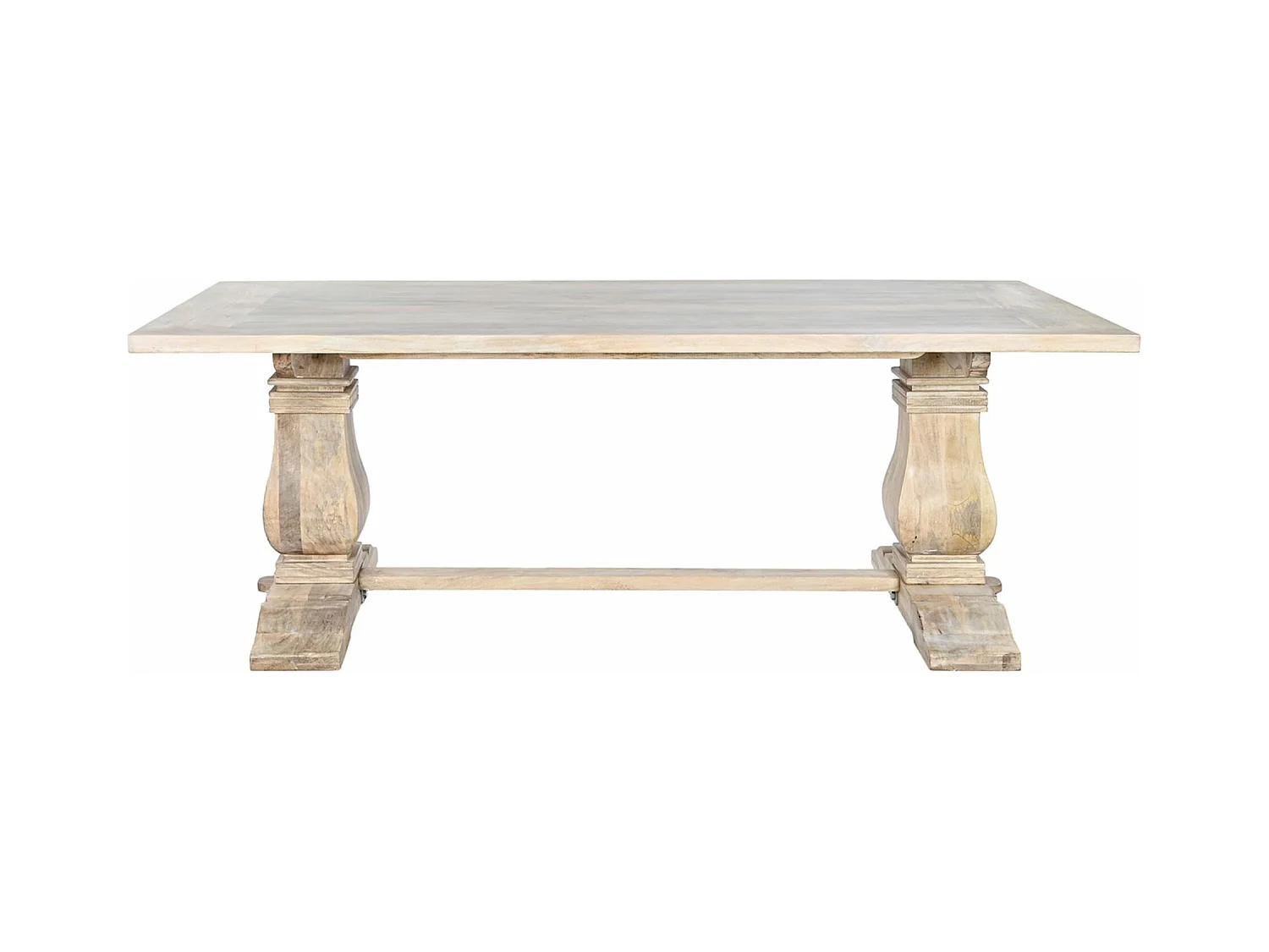 Table à manger, table de repas en bois de manguier coloris naturel - longueur 215 x profondeur 100 x Hauteur 76 cm
