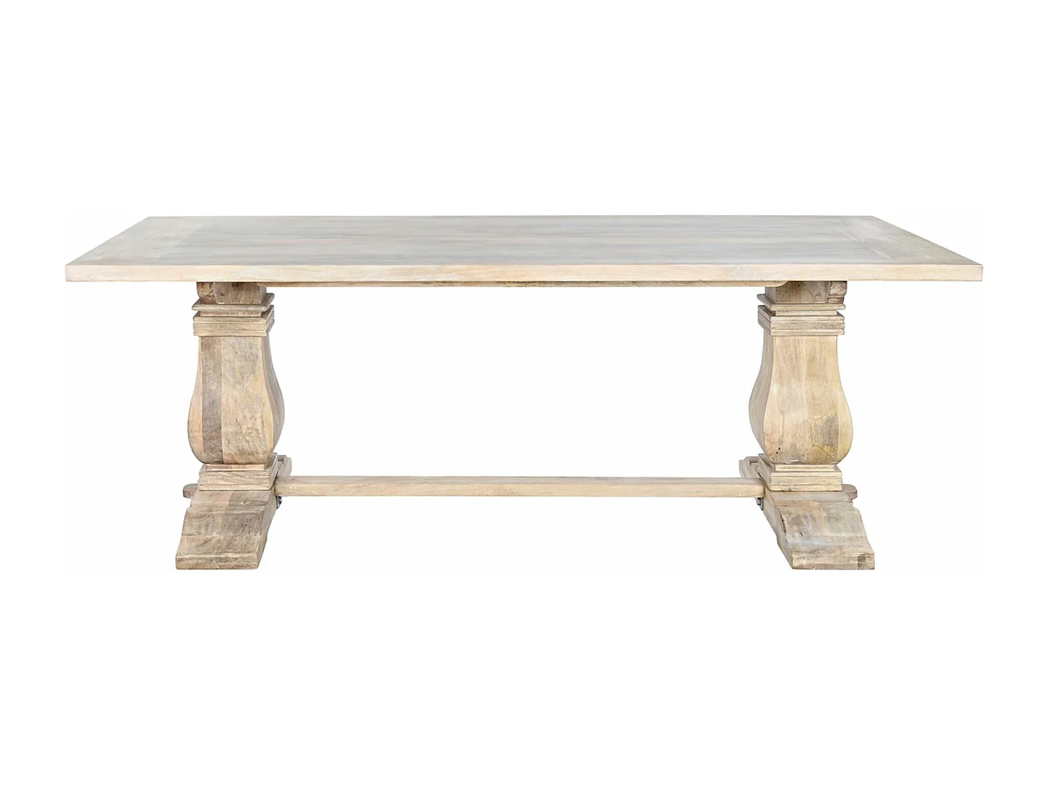 Table à manger, table de repas en bois de manguier coloris naturel - longueur 215 x profondeur 100 x Hauteur 76 cm