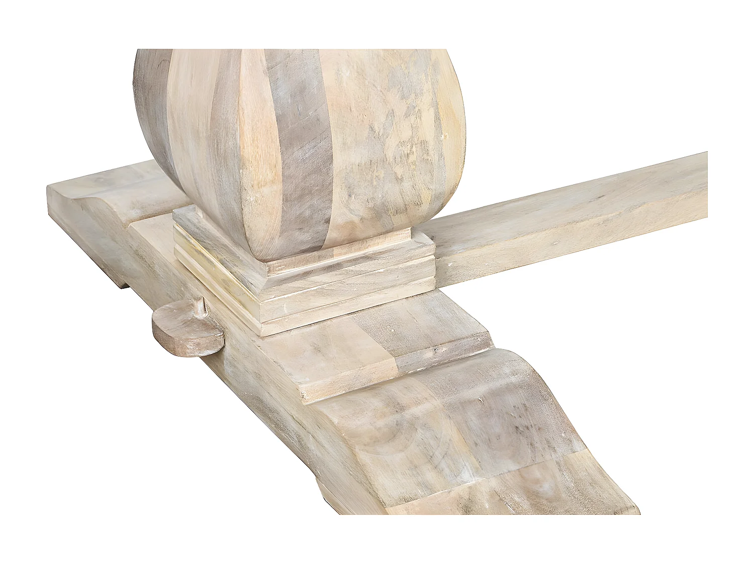 Table à manger, table de repas en bois de manguier coloris naturel - longueur 215 x profondeur 100 x Hauteur 76 cm