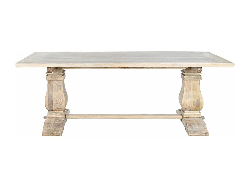 Table à manger, table de repas en bois de manguier coloris naturel - longueur 215 x profondeur 100 x Hauteur 76 cm