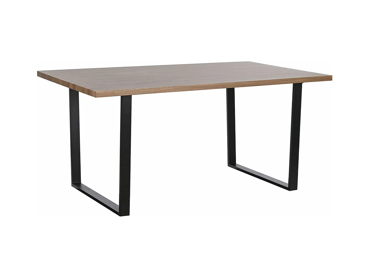 Table à manger, table de repas rectangulaire en bois coloris marron et fer noir - longueur 160 x profondeur 90 x Hauteur 75 cm
