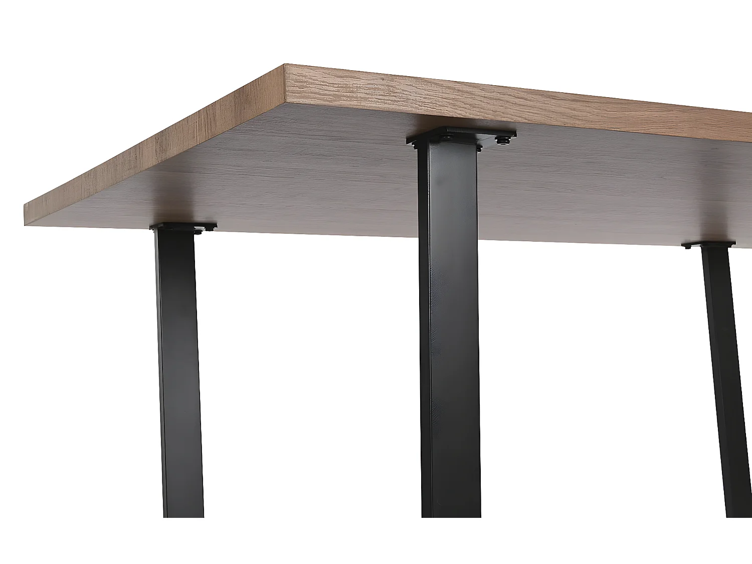 Table à manger, table de repas rectangulaire en bois coloris marron et fer noir - longueur 160 x profondeur 90 x Hauteur 75 cm