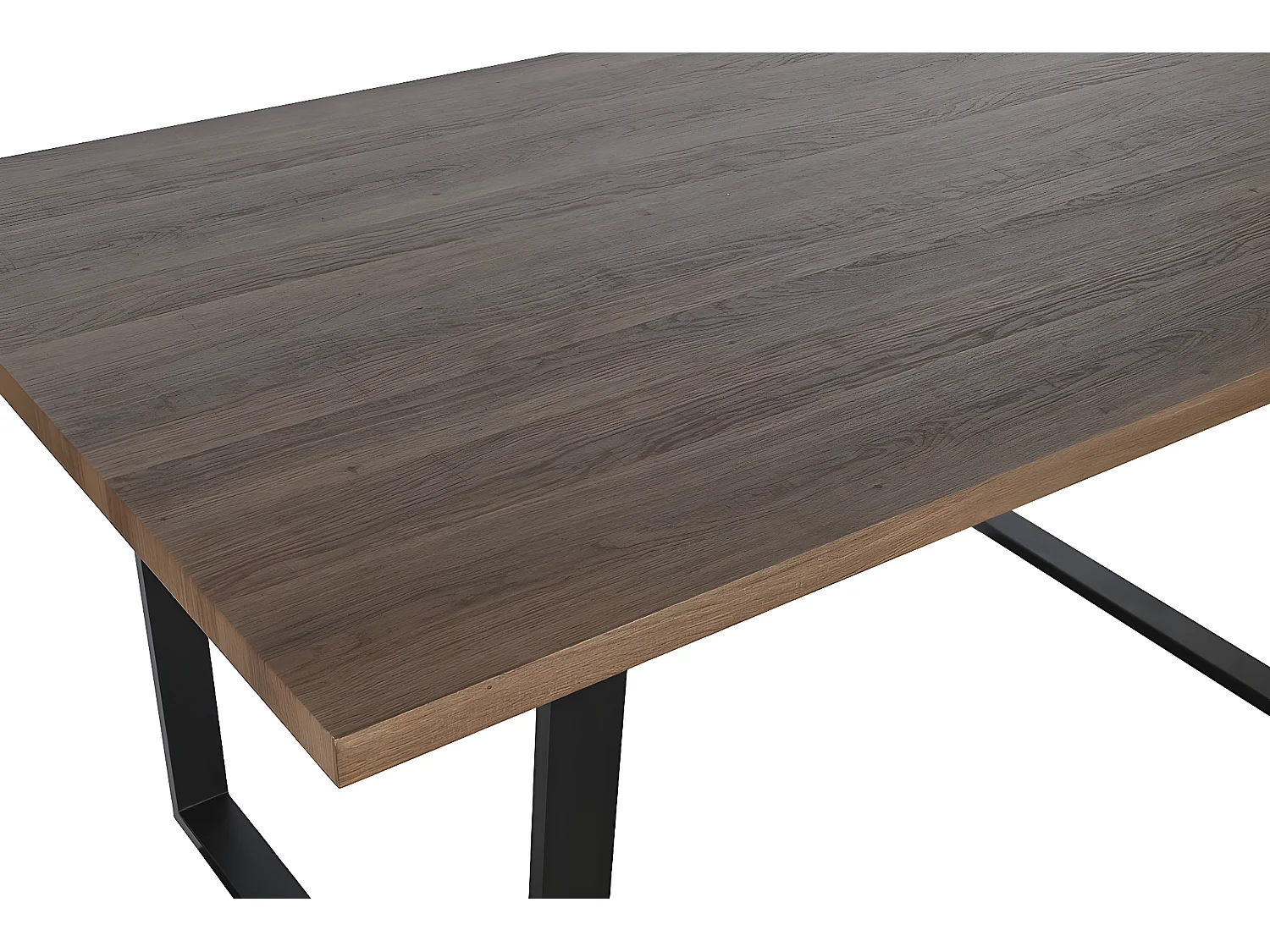 Table à manger, table de repas rectangulaire en bois coloris marron et fer noir - longueur 160 x profondeur 90 x Hauteur 75 cm