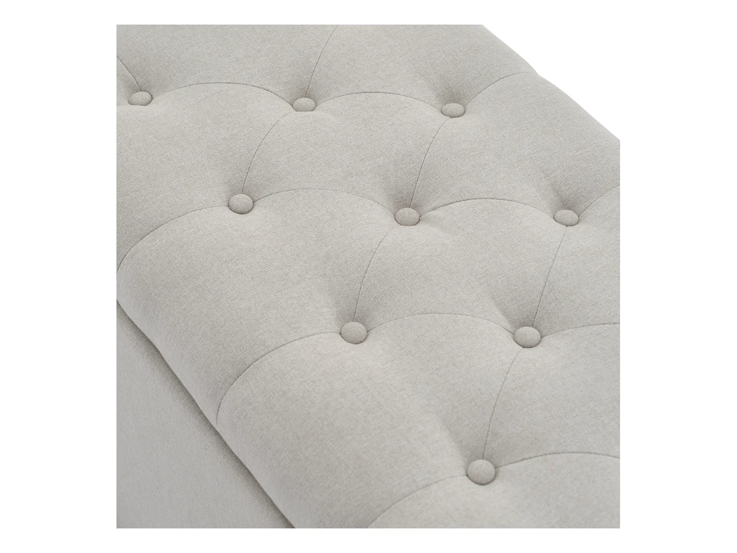 Banc coffre rembourré en lin - Gris clair