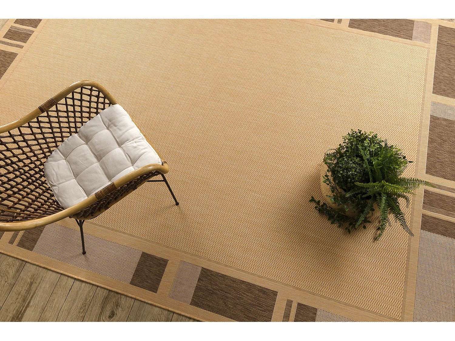 Alfombra de cuerda sisal FLOORLUX 20195 color maíz/color café 60x110 cm