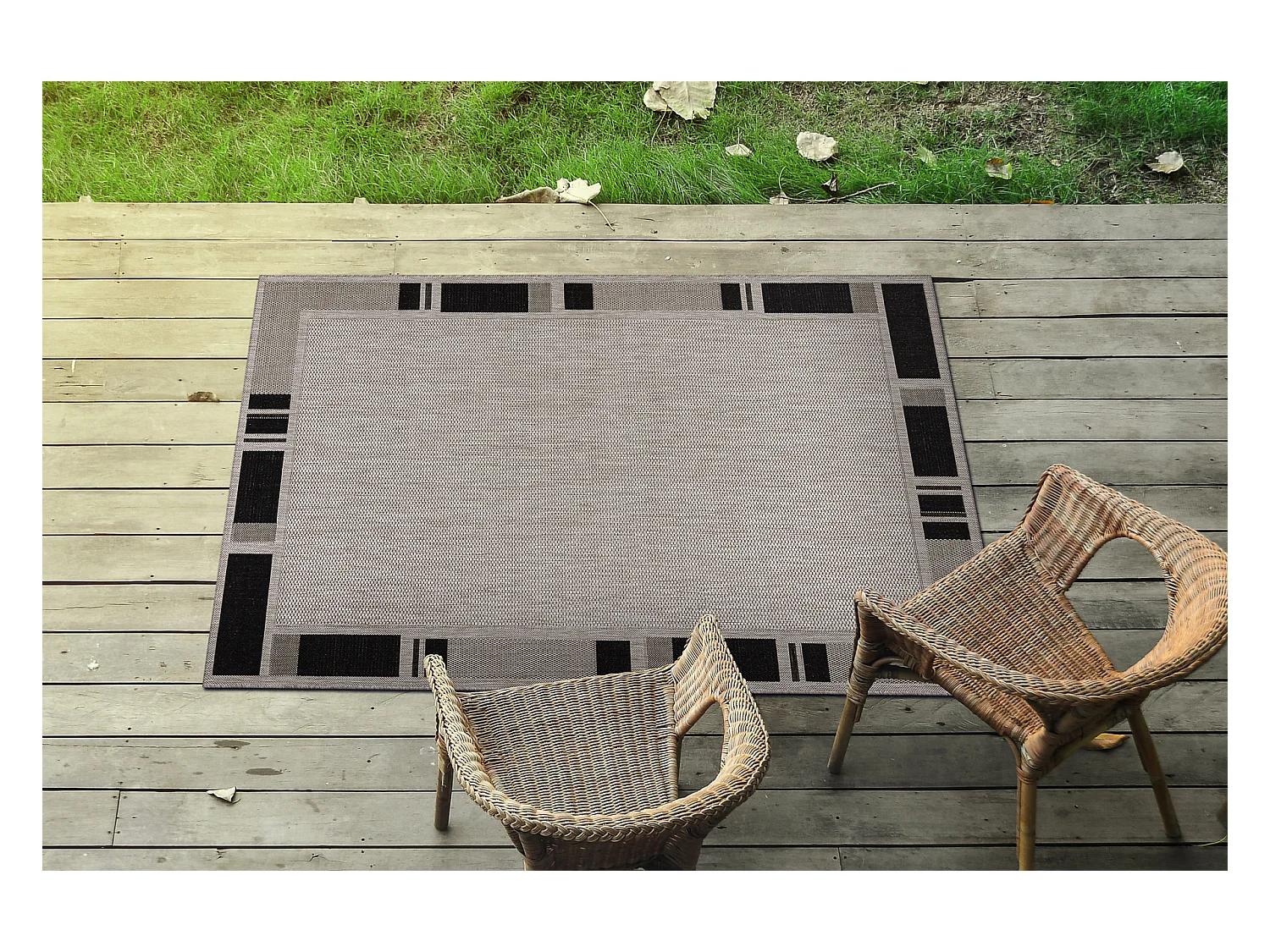 Sisal tapijt SISAL FLOORLUX 20195 zilver / Zwart 120x170 cm