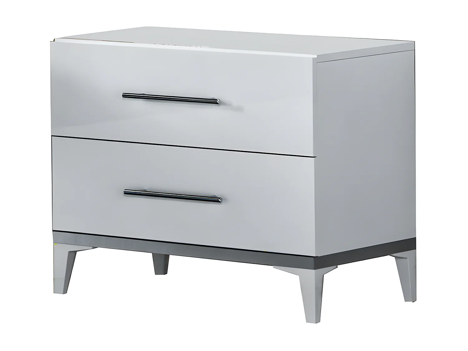 Table de chevet 2 tiroirs Blanc brillant - LADABI - L 60 x l 43 x H 55 cm